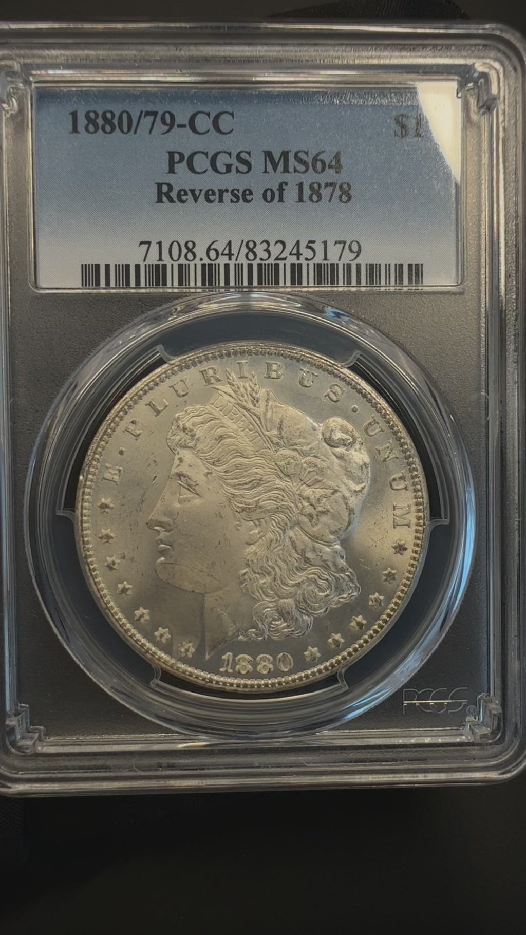 1880/79-CC, PCGS MS64, Reverse of 1878, Morgan Dollar